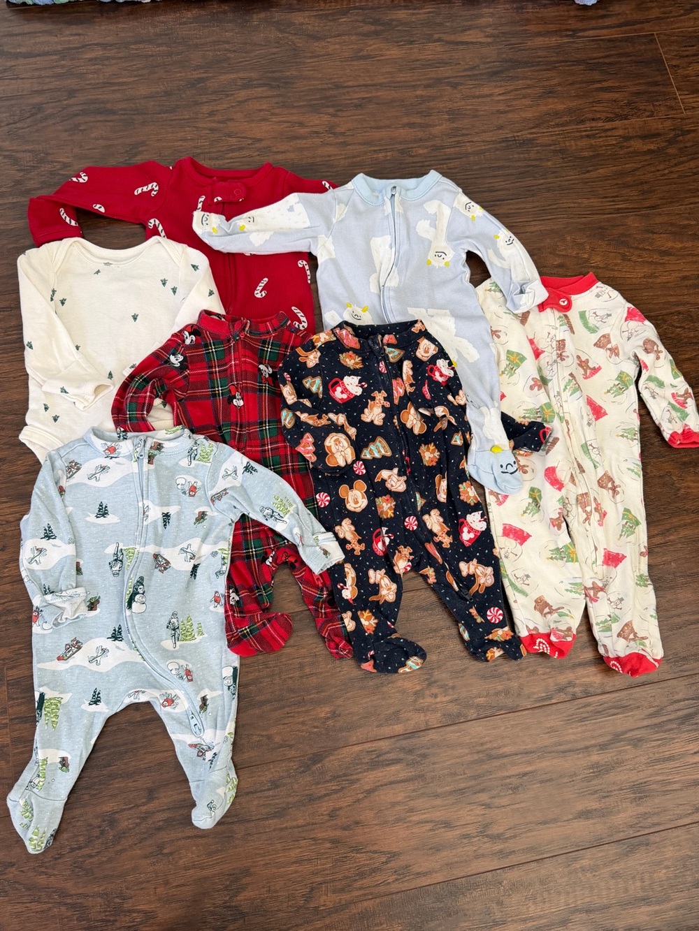 Bundle of Newborn Christmas Pajamas: Star Wars, Mickey Mouse, Old Navy, Burts